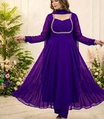 Womens new fancy silk  heavy quality fabric with handwork gown set
