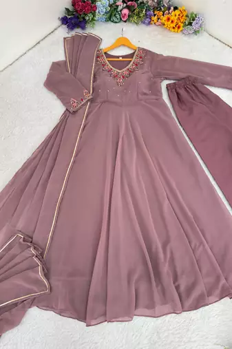 Womens fancy fox georgette heavy quality fabric with handwork gown set