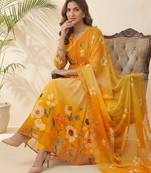 Womens new fancy fox georgette heavy quality fabric with handwork gown set