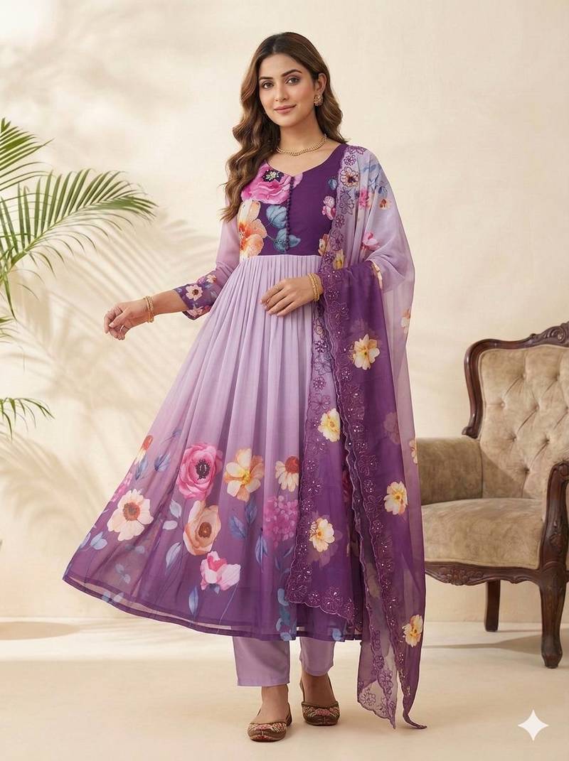 Womens new fancy fox georgette heavy quality fabric with handwork gown set