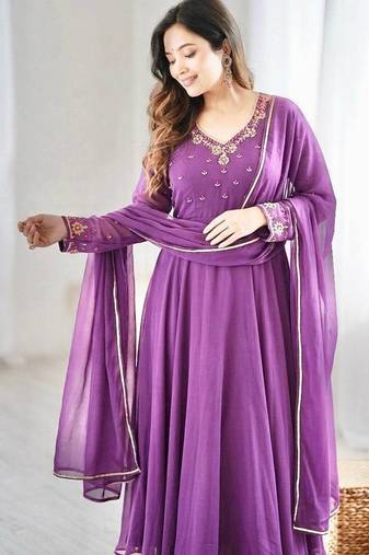 Womens new fancy fox georgette heavy quality fabric with handwork gown set