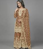 Womens pure gmy silk with heavy embroidery sequence work kurta set