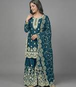 Womens pure gmy silk with heavy embroidery sequence work kurta set