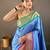 Sky blue paithani saree with unstitched blouse piece