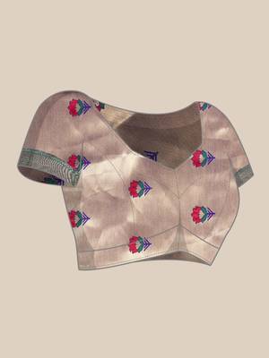 sky blue paithani saree unstitched blouse piece 4