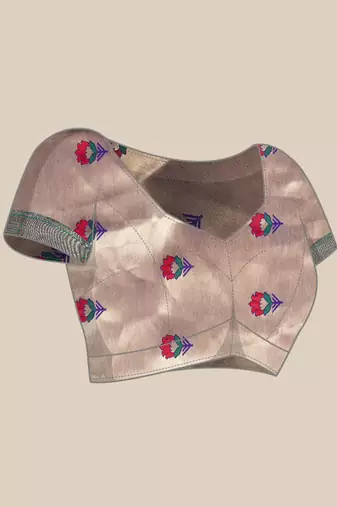 sky blue paithani saree unstitched blouse piece
