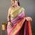 Peach paithani saree with unstitched blouse piece