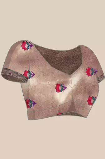 peach paithani saree unstitched blouse piece