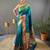 Teal paithani saree with unstitched blouse piece