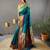 Teal paithani saree with unstitched blouse piece