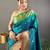 Teal paithani saree with unstitched blouse piece