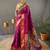 Rani pink paithani saree with unstitched blouse piece