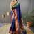 Navy blue paithani saree with unstitched blouse piece