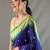 Navy blue paithani saree with unstitched blouse piece