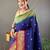 Navy blue paithani saree with unstitched blouse piece