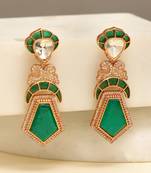 Gold plated green stones earrings