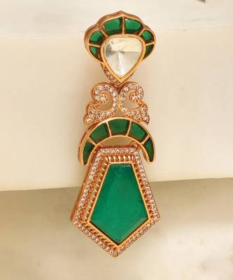 Gold plated green stones earrings 2