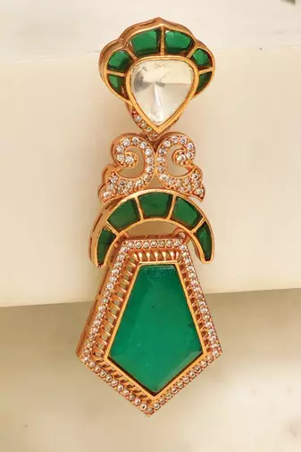 Gold plated green stones earrings