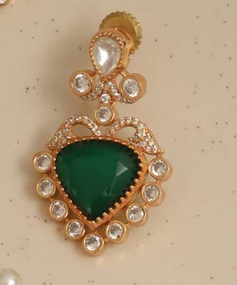 Gold plated green stones earrings 2