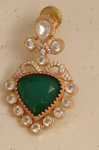 Gold plated green stones earrings