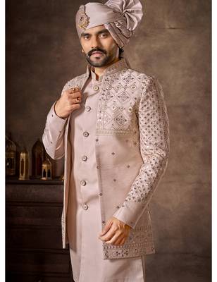 Light pink premium silk premium designer festive wear indo western set 2