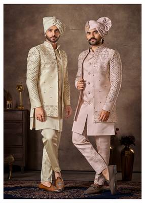 Light pink premium silk premium designer festive wear indo western set 3