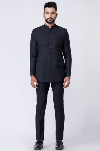 Black polyester tr premium designer festive wear jopdupuri suit set