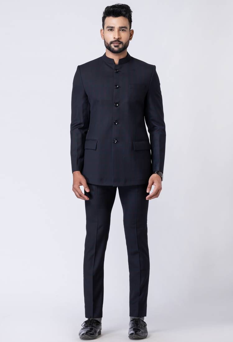 Black polyester tr premium designer festive wear jopdupuri suit set