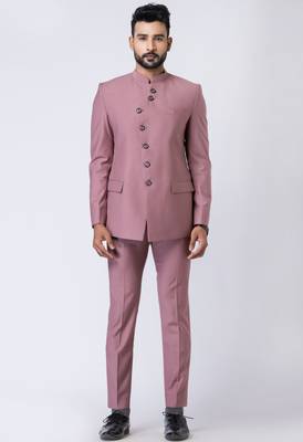 mauve bandhgala jodhpuri suit set for men 1