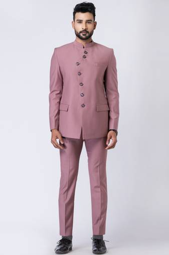 Mauve  polyester tr premium designer festive wear jopdupuri suit set
