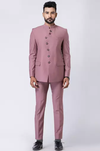 Mauve  polyester tr premium designer festive wear jopdupuri suit set