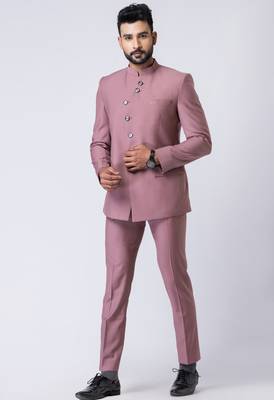 mauve bandhgala jodhpuri suit set for men 2