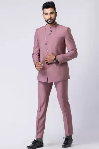 mauve bandhgala jodhpuri suit set for men