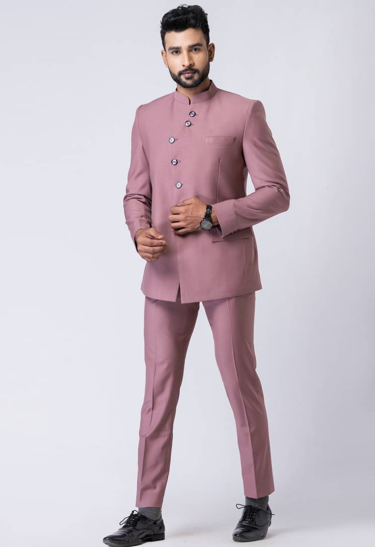 Mauve  polyester tr premium designer festive wear jopdupuri suit set