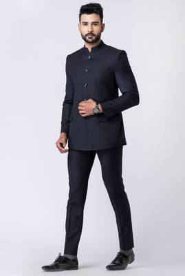 black bandhgala jodhpuri suit set for men 3