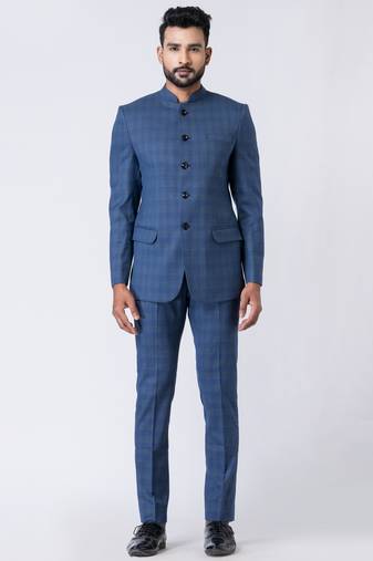 Light blue polyester tr premium designer festive wear jopdupuri suit set