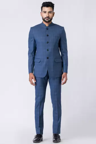 Light blue polyester tr premium designer festive wear jopdupuri suit set