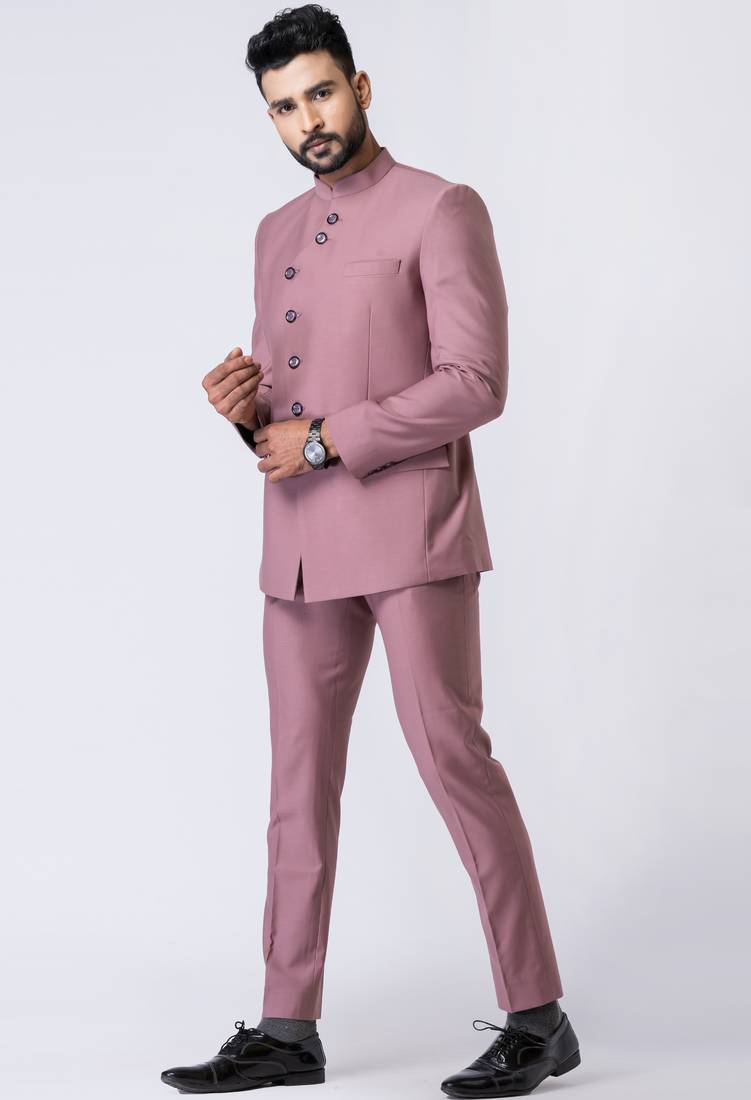 Mauve  polyester tr premium designer festive wear jopdupuri suit set