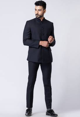 black bandhgala jodhpuri suit set for men 4
