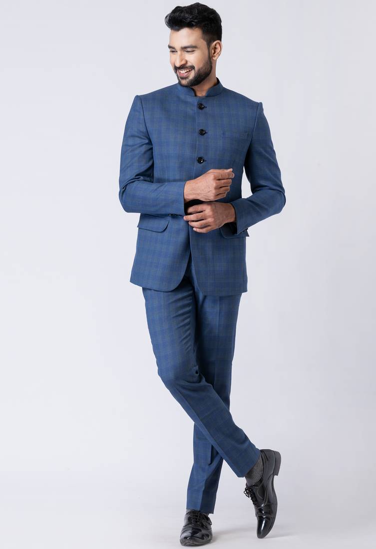 Light blue polyester tr premium designer festive wear jopdupuri suit set