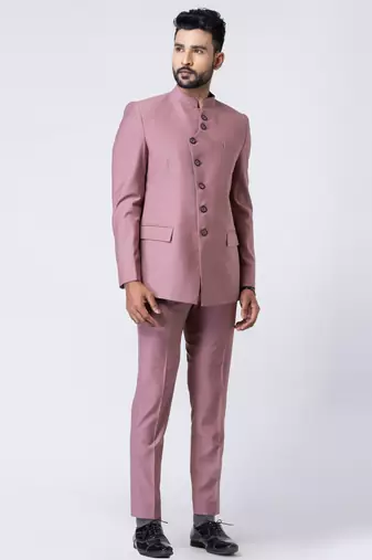 mauve bandhgala jodhpuri suit set for men