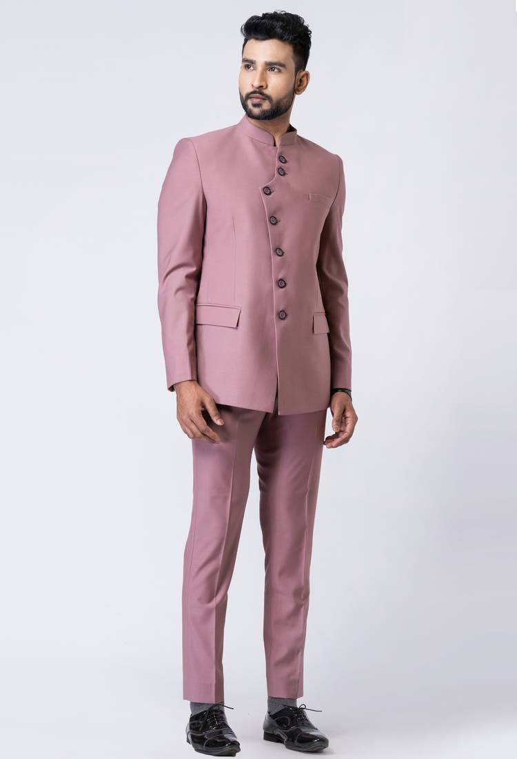 Mauve  polyester tr premium designer festive wear jopdupuri suit set