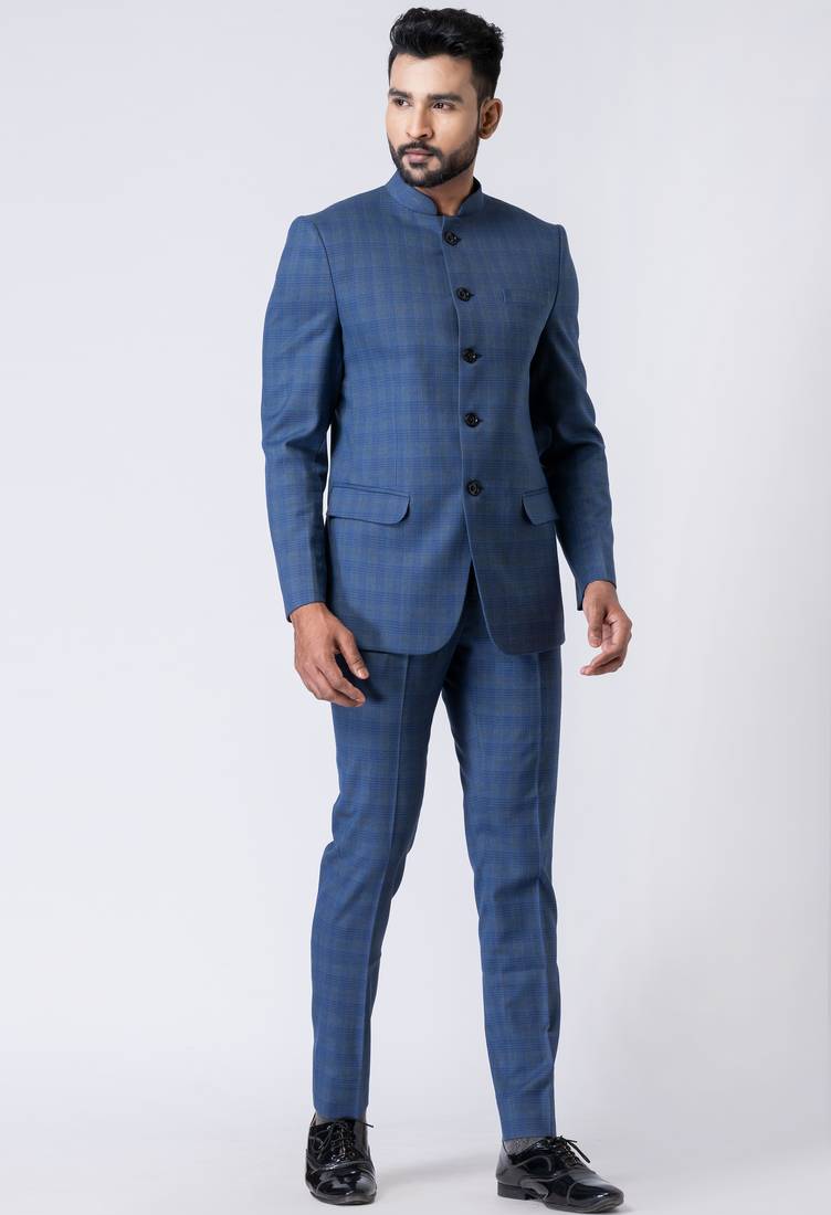 Light blue polyester tr premium designer festive wear jopdupuri suit set
