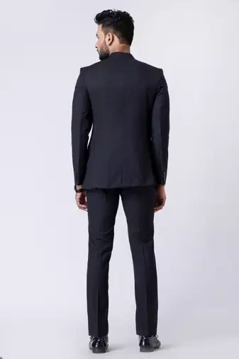 black bandhgala jodhpuri suit set for men