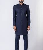 Navy blue polyester tr premium designer festive wear jopdupuri suit set