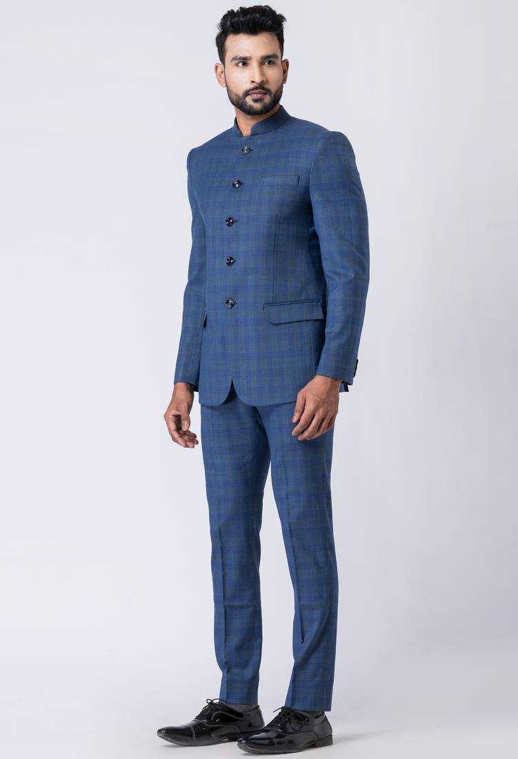 Light blue polyester tr premium designer festive wear jopdupuri suit set