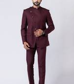 Wine polyester tr premium designer festive wear jopdupuri suit set