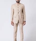 Beige  polyester tr premium designer festive wear jopdupuri suit set