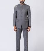 Grey polyester tr premium designer festive wear jopdupuri suit set