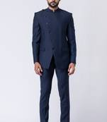 Navy blue polyester tr premium designer festive wear jopdupuri suit set